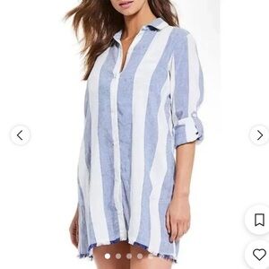 Tommy Bahama Blue and White Striped Shirt Dress
